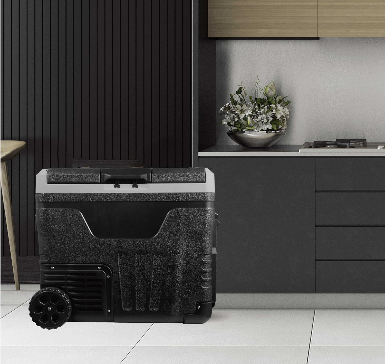 Frigidaire, 51 Qt. Portable Convertible Electric Refrigerator/Freezer Trolley-With App, Dual Zone, Black