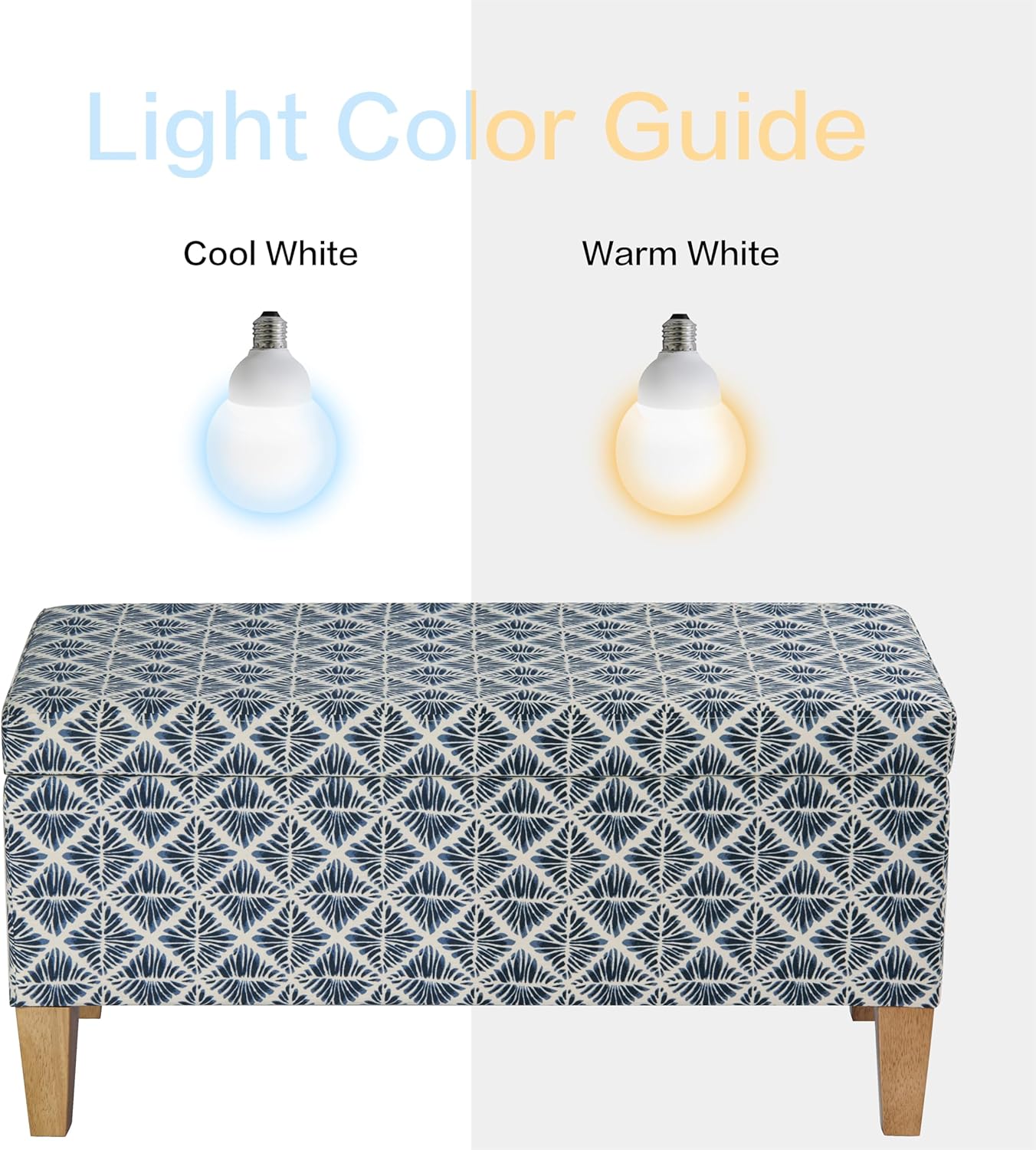 HomePop Large Decorative Storage Bench - Blue Geometric Pattern