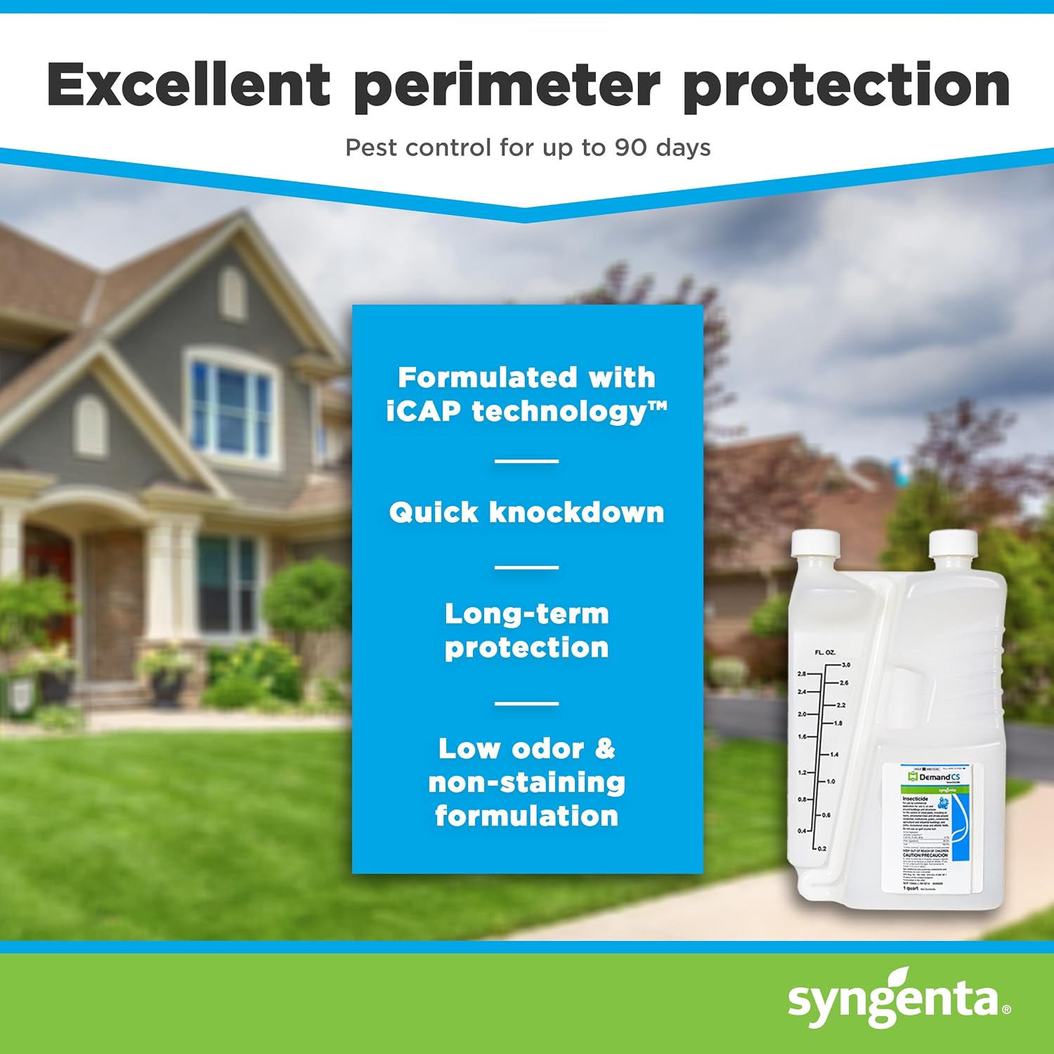 Demand CS Insecticide - Long-Lasting Pest Control, 1-qt. Sprayable Insecticide Effective Against Over 30 Pests, Formulated for Indoor & Outdoor Use