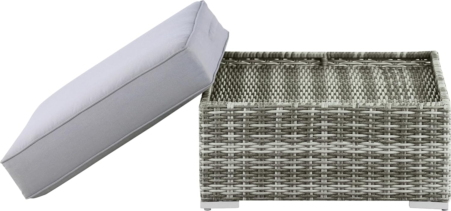 Elle Decor Vallauris Patio Outdoor Furniture Collection, Premium All Weather Wicker, Ottoman, Gray