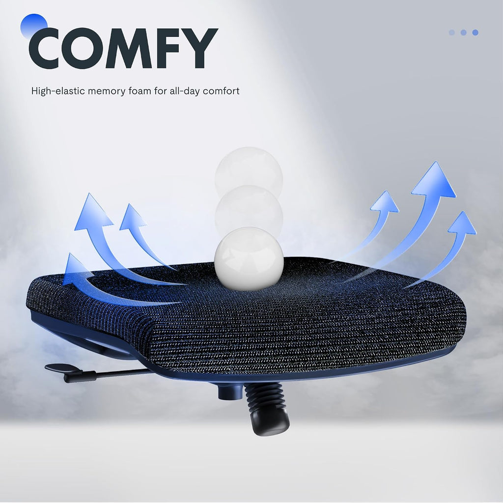 FLEXISPOT OC3 Cloud Ergonomic Office Chair with Footrest, High Back Computer Chair with Adjustable Lumbar Support/2D Headrest, Desk Chairs for Home Office Gaming Working, Black,Foam Seat,Cloud-F