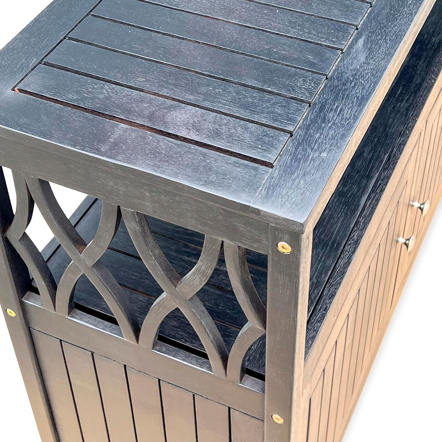 DTY Outdoor Living Longs Peak Eucalyptus Wood Sideboard Table, Outdoor Buffet Cabinet with Storage, Espresso Oil Weather-Resistant Finish