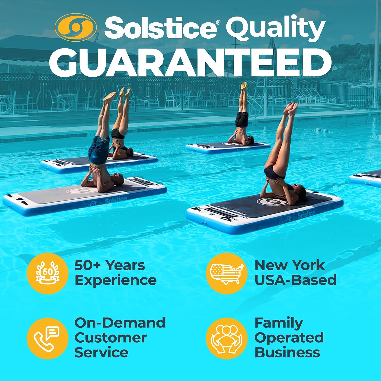 SOLSTICE Sol Fit Inflatable Stand-Up Paddleboard & Aquatic Fitness Mat with 7'10' Non-Slip Traction Pad - Floating Exercise Platform for Yoga, Pilates & Meditation, Includes Pump & Carry Bag