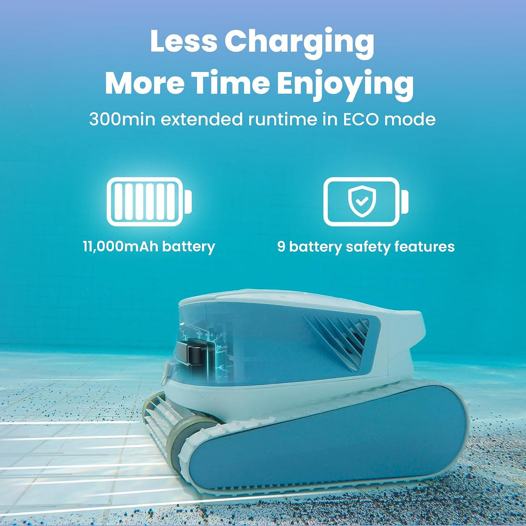 Chasing Hydro 3S Cordless All-in-one Cleaning Robot Vacuums and Scrubs, Double Superior Cleanliness, 5 Hours Runtime + Smart Navigation S-Path, Ideal for Above & In-Ground Pools up to 1614 sq.ft
