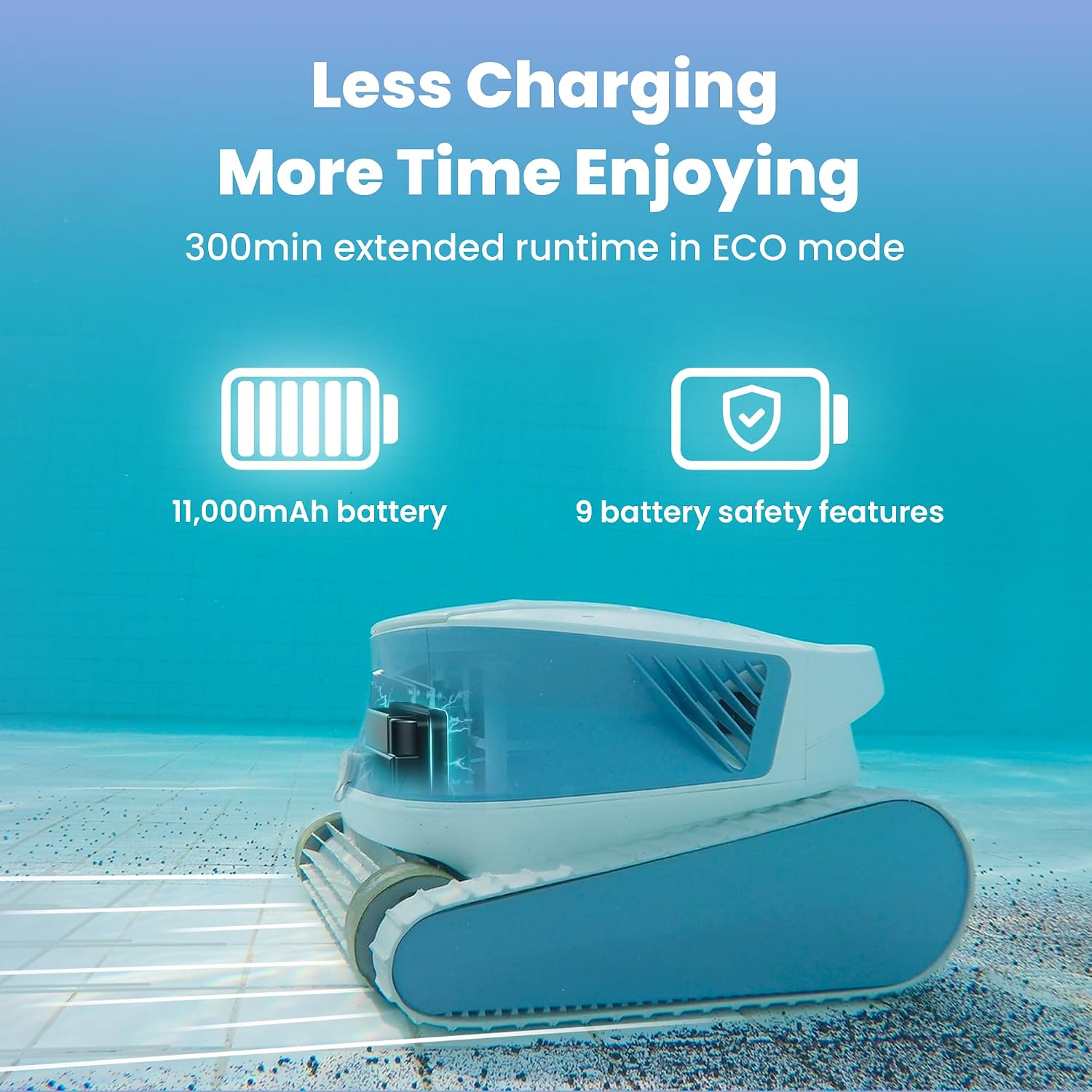Chasing Hydro 3S Cordless All-in-one Cleaning Robot Vacuums and Scrubs, Double Superior Cleanliness, 5 Hours Runtime + Smart Navigation S-Path, Ideal for Above & In-Ground Pools up to 1614 sq.ft