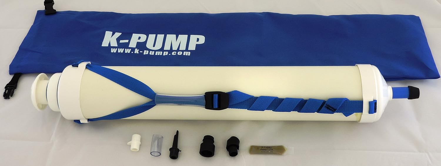 Outcast K-Pump - No-Hose High-Volume 9-Psi Durable ABS Plastic Boat/Float Tube Inflator with Storage Bag, Lubricant & Inflation Adapters