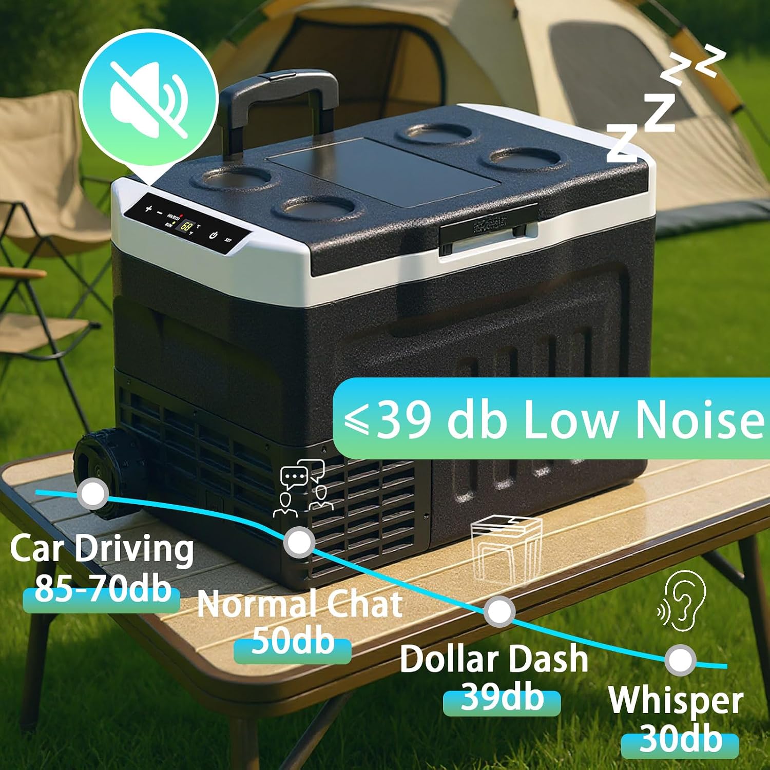 12 Volt Refrigerator, 46QT(43L) Mini Portable Car Fridge, Freezer Compressor Electric Cooler -4℉~68℉, 12/24V DC 100-240V AC for Truck Van RV SUV Travel Camping Road Boat Trips