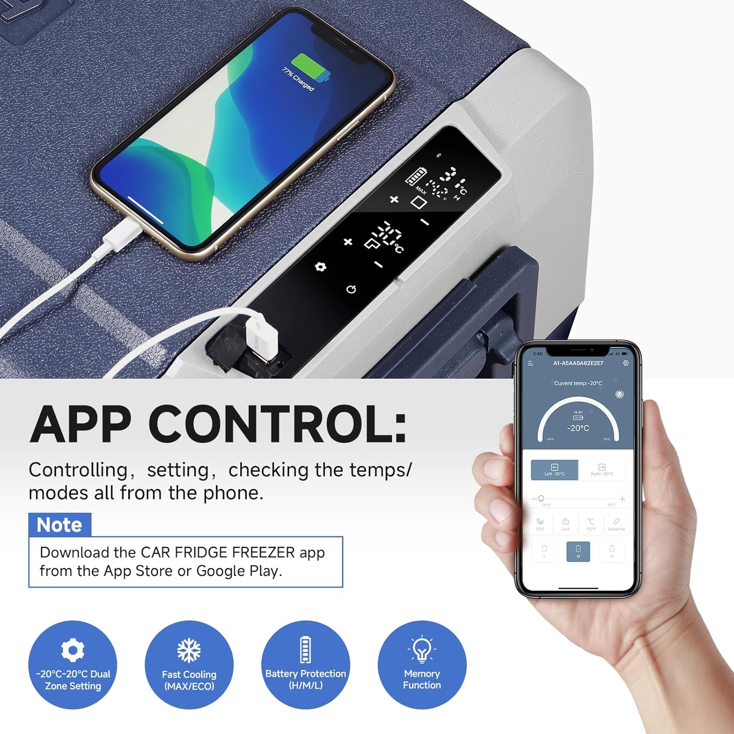 BODEGA COOLER 12 Volt Car Refrigerator,64 Quart Portable Fridge Cooler APP Control,-4℉-68℉ 60L Dual Zone Car Freezer Cooler, 12/24V DC and 100-240V AC for Camping,Travel,RV,Boat,Van,Road Trip