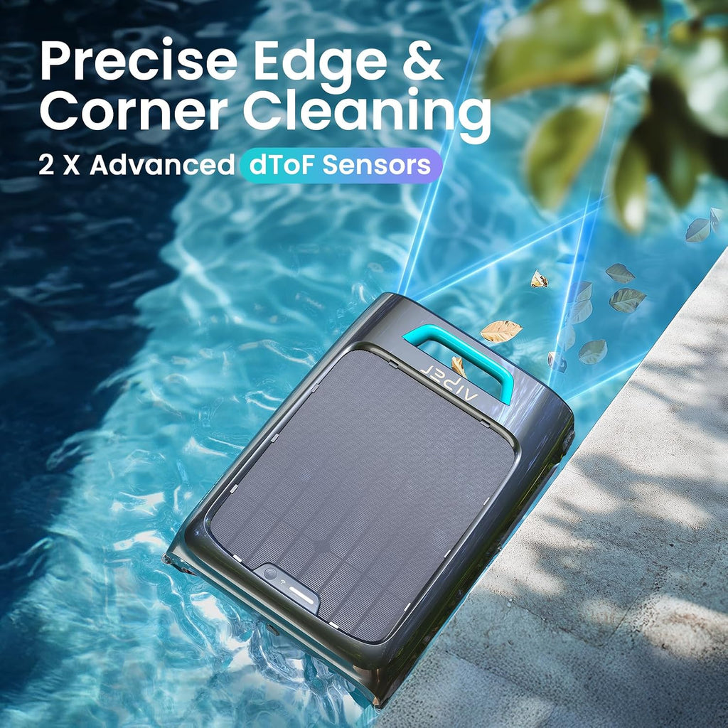 AIPER EcoSurfer S2 Solar Powered Pool Surface Skimmer Robot with APP Support, 24/7 Continuous Cleaning, Dual Charging Modes, Smart Obstacle Avoidance, 150-um Filtration, OTA Upgrade, Blue