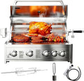 BODEGA 5 Burner Built In Gas Grill Island Head, Stainless Steel 30 Inch Propane Grill with Rear Burner, 58000 BTUs, 988.5 SQ In Racks, Dual Fuel Compatibility, Gas Grill Outdoor Cooking, BBQ Fork Kit.
