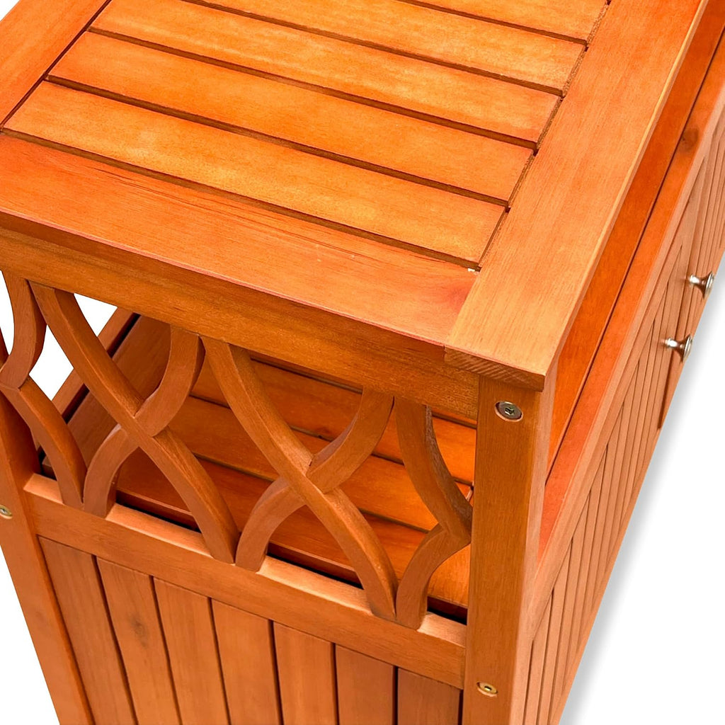 DTY Outdoor Living Longs Peak Eucalyptus Wood Sideboard Table, Outdoor Buffet Cabinet with Storage, Natural Oil Weather-Resistant Finish