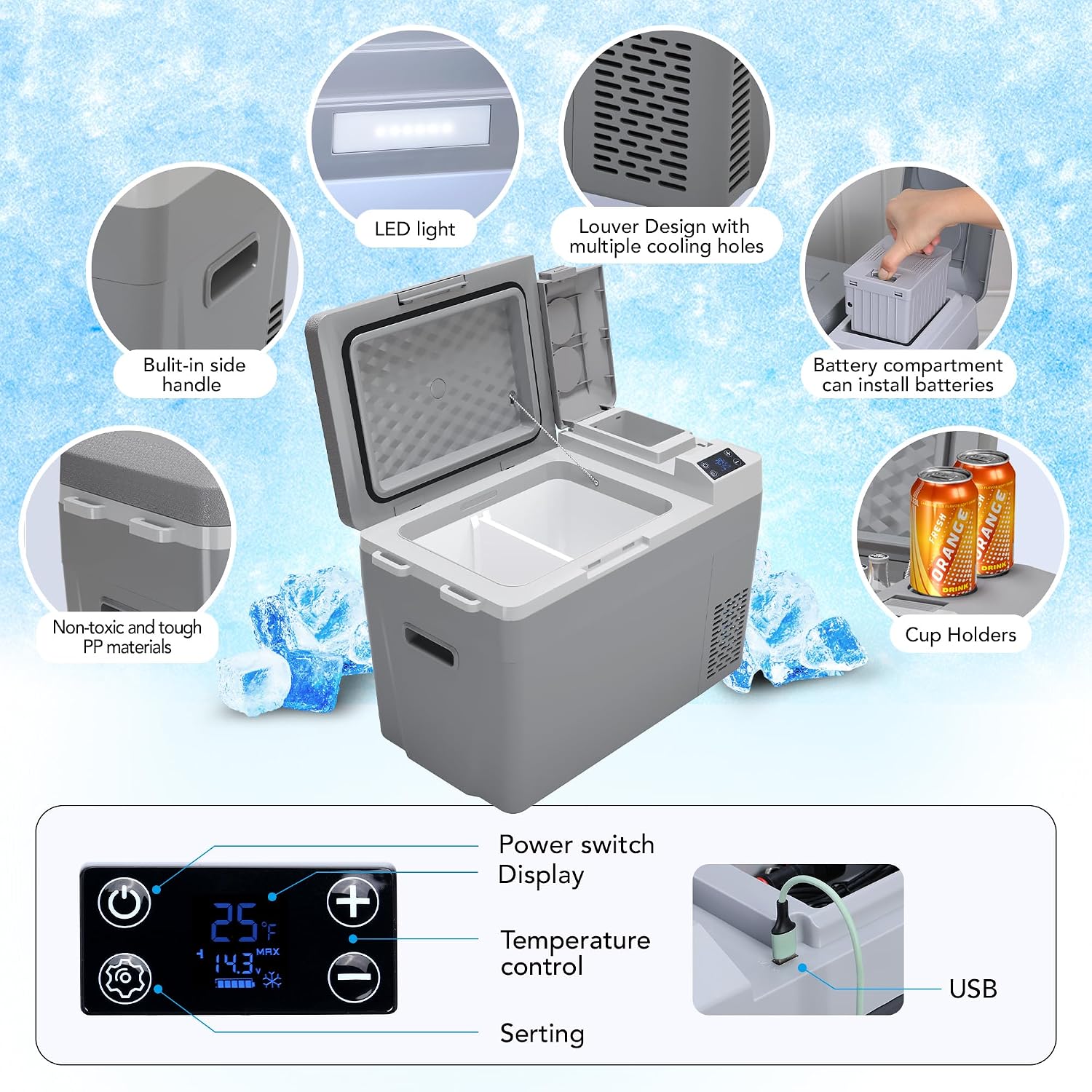 GAOMON POU_0A58TR0L Car Refrigerator, Grey