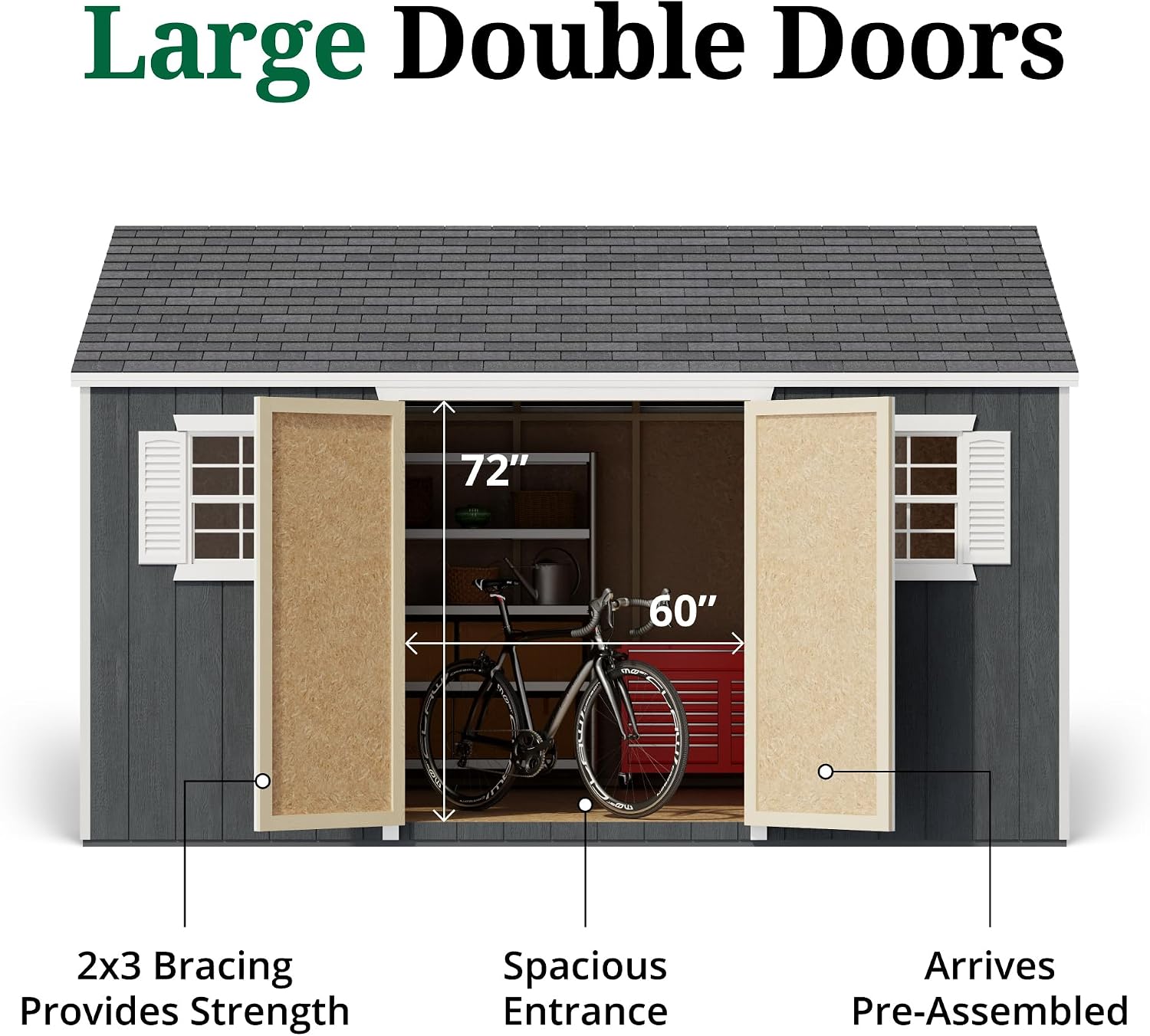Little Cottage Co. 10x14 Value Workshop Shed with Operable Windows and Floor, Outdoor Wood Storage Do-It-Yourself Precut Kit