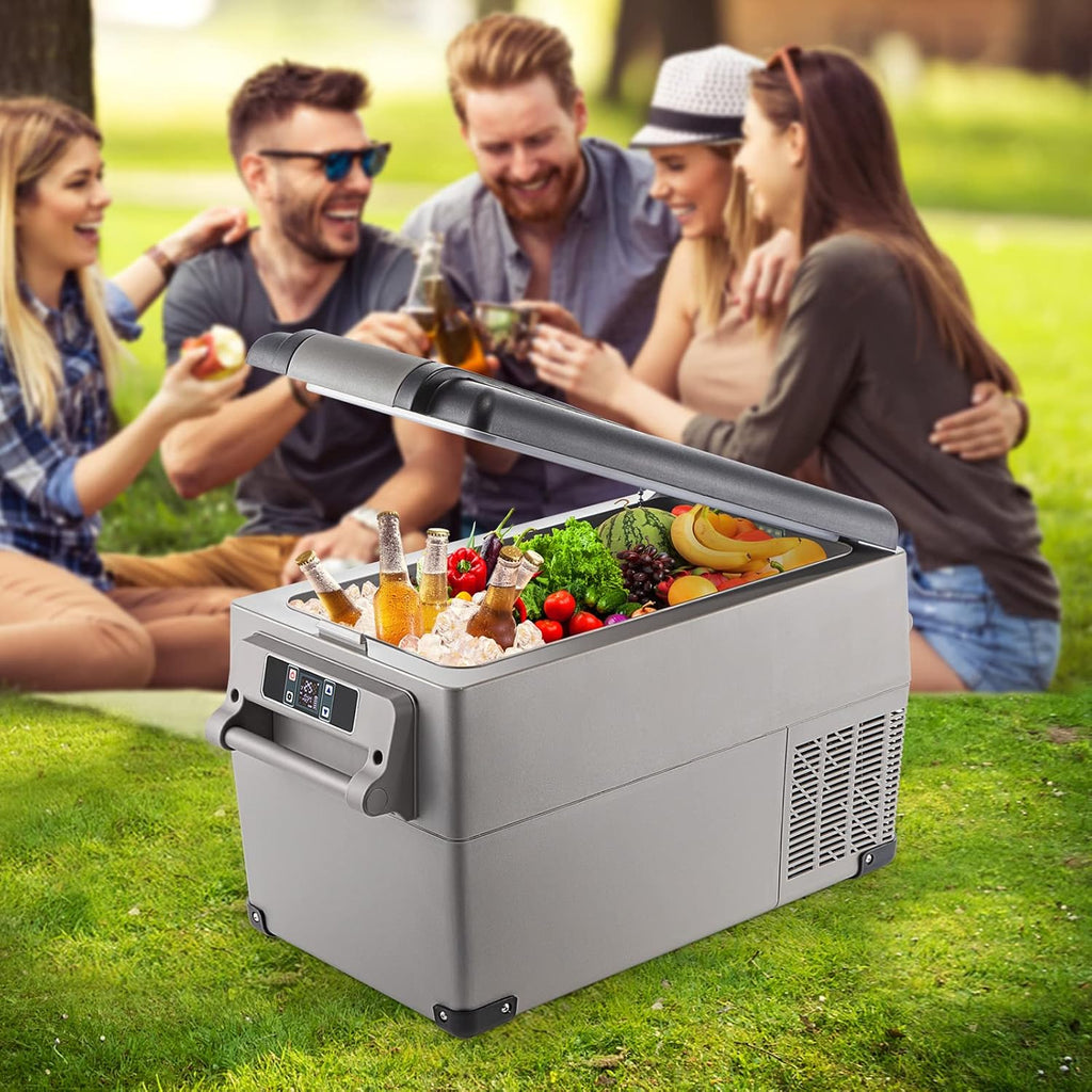 VEVOR Portable Refrigerator 37 Quart(35 Liter),Travel,Car Refrigerator Dual Zone with 12/24v DC & 110-240v AC for Camping, Fishing,12 Volt Refrigerator App Control(-4℉~68℉), Outdoor or Home Use