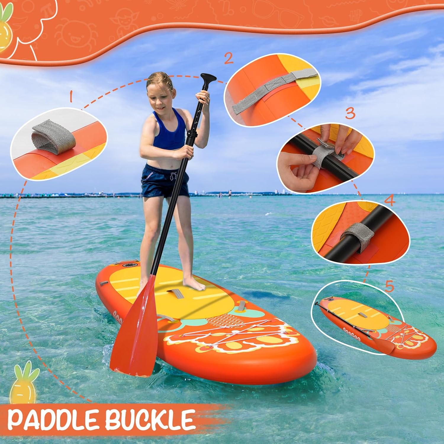 Kids Stand Up Paddle Board with Inflatable SUP Accessories, Durable, Lightweight, Wide Stable Design, Non-Slip Comfort Deck,Inflatable Paddle Board for Kid & Youth