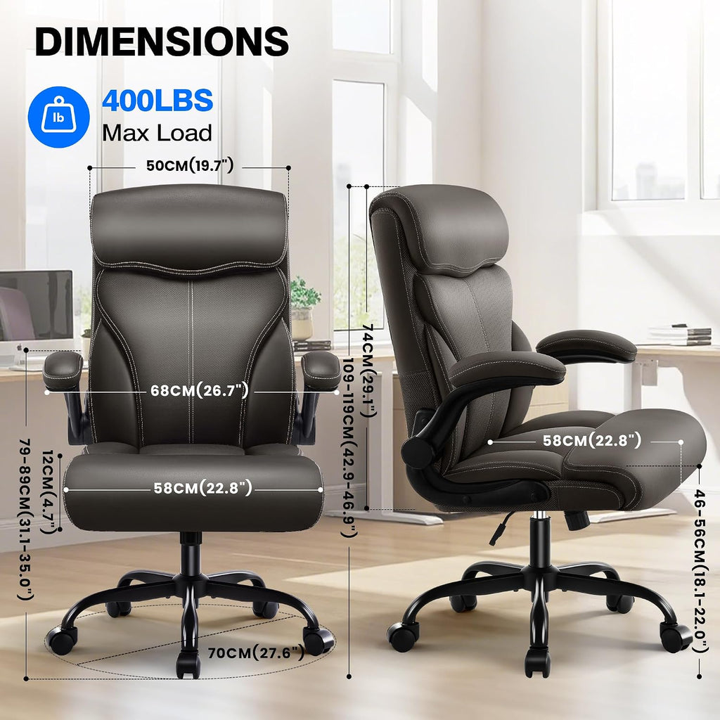 AreShark Office Chair - Executive High Back Breathable Comfy Desk Chair with Lumbar Support - Ergonomic Leather Rolling Swivel Computer Chair with Rock Function for Working Studying Gaming Relaxing