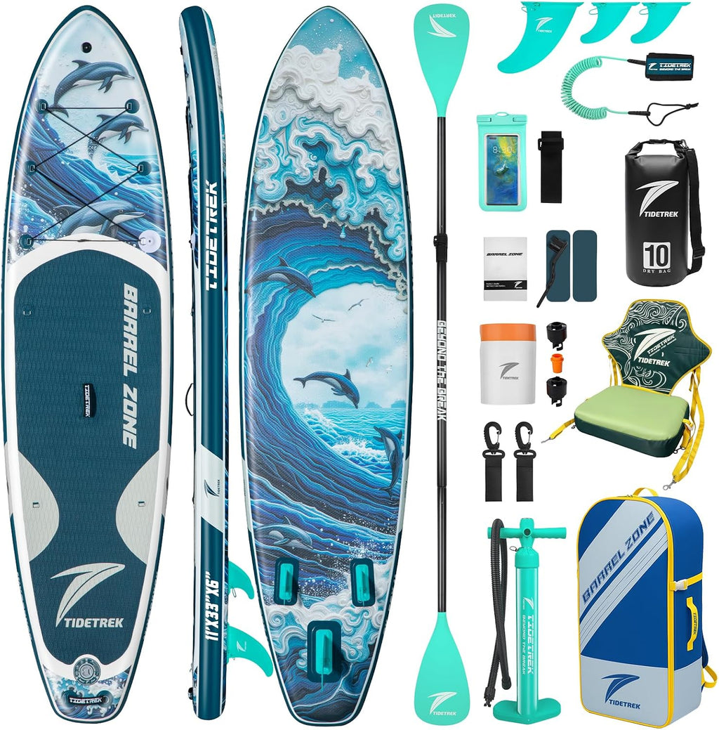 11'/11'6' x 33'/34' x 6' Inflatable SUP Paddle Board – Extra-Wide, Stable Stand Up Paddle Board with Premium Full Accessory Set for Adults & Youth