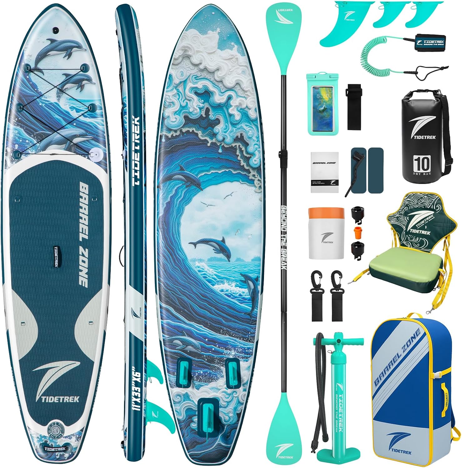 11'/11'6' x 33'/34' x 6' Inflatable SUP Paddle Board – Extra-Wide, Stable Stand Up Paddle Board with Premium Full Accessory Set for Adults & Youth