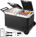 VEVOR 12 Volt Car Refrigerator, 100.4QT/95L Car Fridge, Dual Zone Portable Electric Cooler with Wheels and Handle, -4℉~68℉, 12/24V DC 100-240V AC Compressor Freezer for Outdoor, Camping, Travel, RV