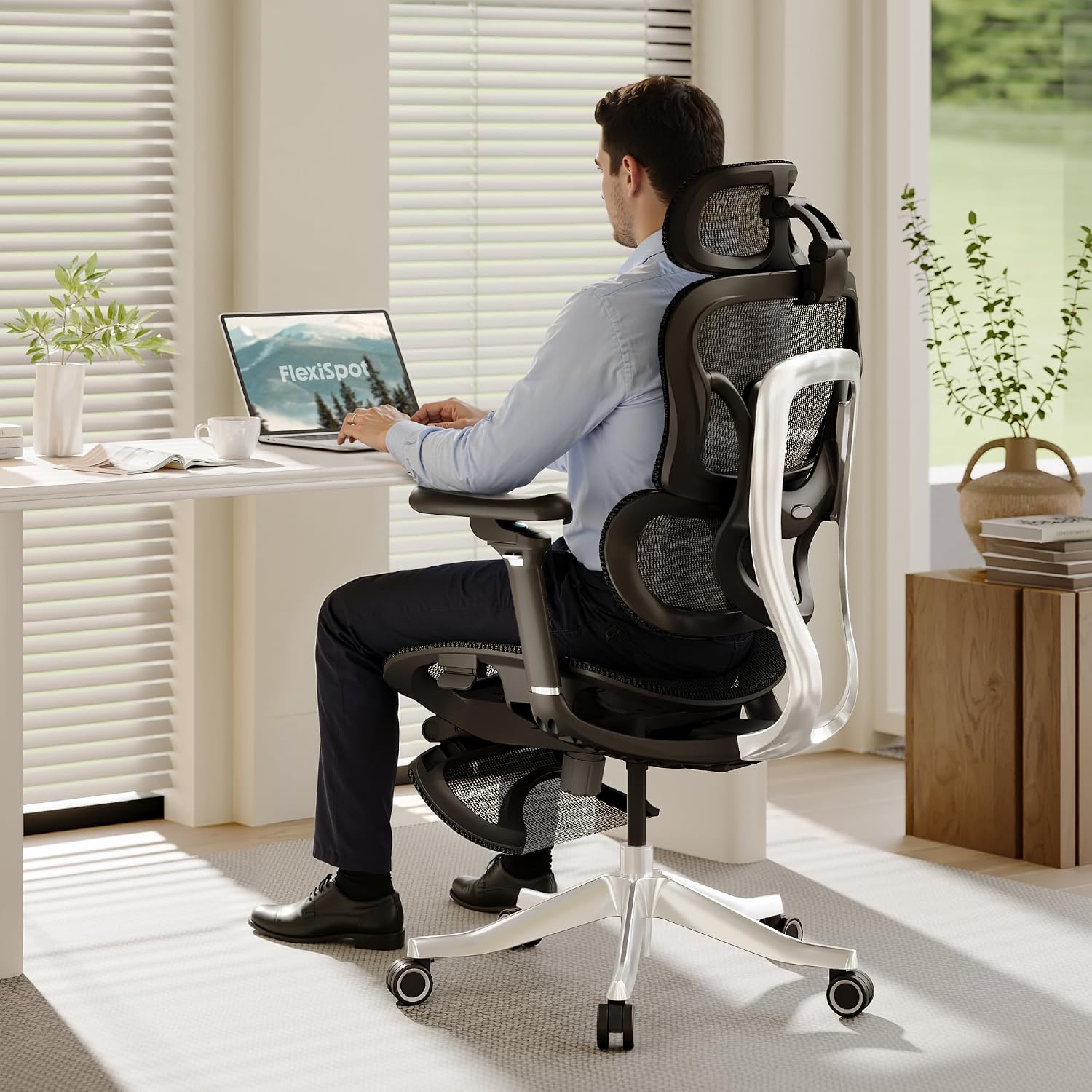FLEXISPOT ErgoX Max Ergonomic Office Chair with footrest Black - Aluminum Alloy Frame & Base, 661 lb Capacity, 5D Armrests, 4D Adaptive Lumbar & 4D Headrest 1