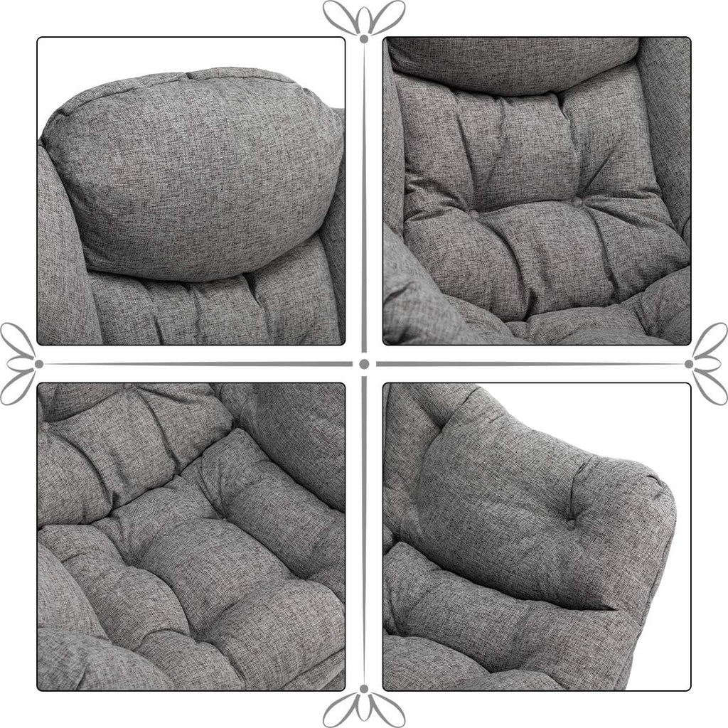 HollyHOME Lazy Chair with Armrest and Side Pocket, Comfy Accent Lounge Chair,Leisure Sofa Armchair for Living Room, Bedroom, Dorm, or Small Spaces, Oversized Reading Sofa Chair,Cotton-Linen Grey