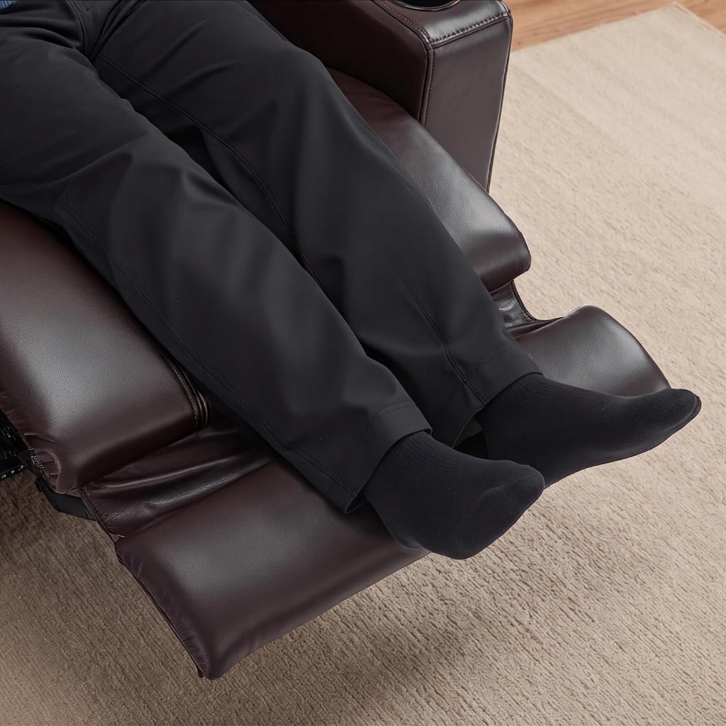 MCombo Oversized Power Recliner Chair with Adjustable Headrest & LED Light for Adults, Zero Gravity Recliner with USB & Type C Ports, Cup Holders for Living Room & Home Theater, Faux Leather HTS401