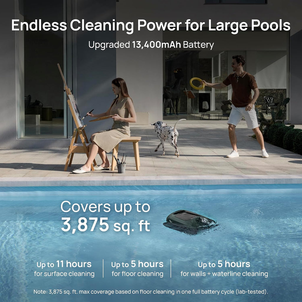 Beatbot AquaSense 2 Pro Pool Vacuum Robot with Charging Dock Station,Unmatched 5-in-1 Cleaning, Skims Water Surface with Remote Navigation, Surface Parking, Clarifies Water,for Pools up to 3,875 Sq.ft