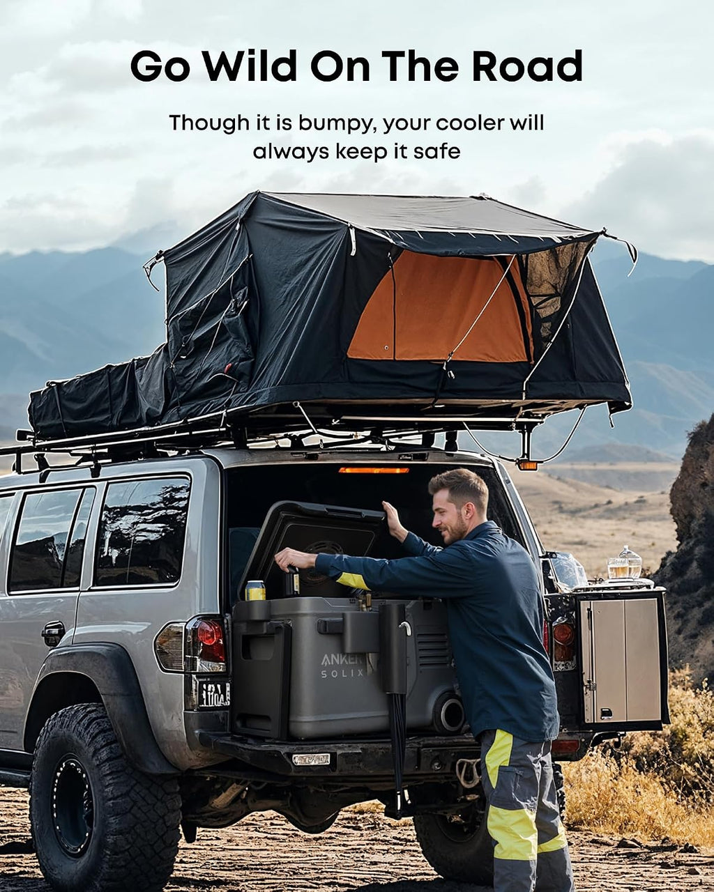 Anker SOLIX EverFrost 2 40L Cooler with Road Trip Kit, 61 qt Car Refrigerator, Electric Cooler with 288Wh Battery, Powered by AC/DC or Solar,for Outdoor Camping, Travel, and Fishing, Fits in Trucks