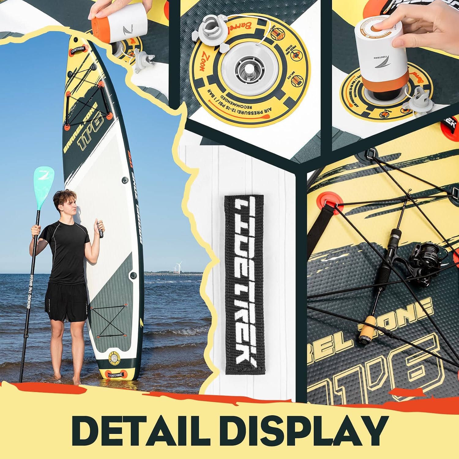 11'6' Inflatable Stand Up Paddle Boards, Premium SUP Accessories, Non-Slip Comfort Deck for Youth & Adults