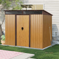 JT 8X6FT Outdoor Storage Shed, Galvanized Metal Garden Shed with Window and Metal Foundation, Tool Storage Shed for Patio Lawn Backyard (Coffee-8ft x 6ft)