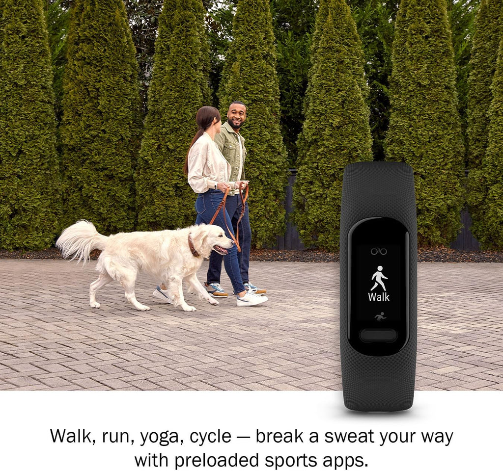 Garmin vivosmart 5 Fitness Tracker, Long-Lasting Battery, Wrist Heart Rate, Sleep Tracking, Smart Notifications, Compatible with Phone GPS | Signature Series Charger Bundle