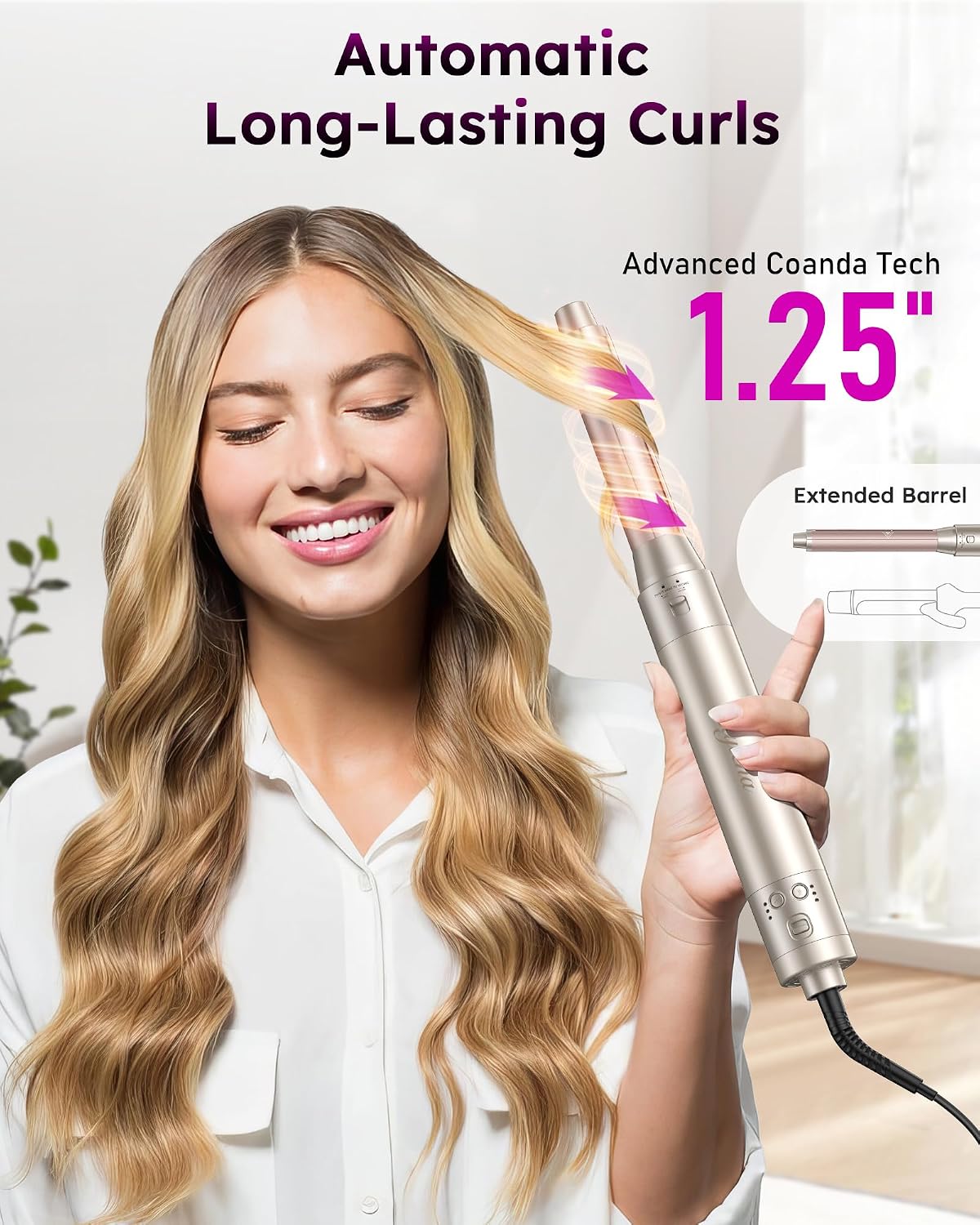 8-in-1 High-Speed Air Styler & Hair Dryer Brush, 110,000 RPM Fast Drying Multi-Styler, Auto-Wrap Curlers, Ionic Frizz-Control, 2 Oval& 2 Round Brushes, Concentrator for Blowouts, Curling&Volume
