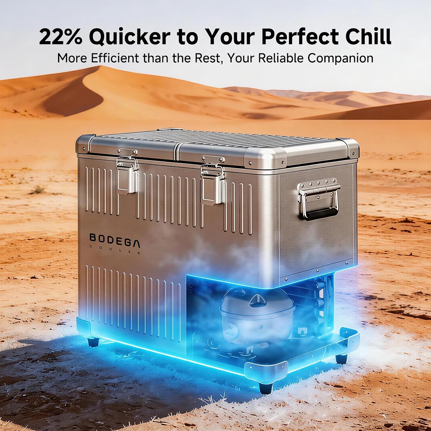 BODEGA 53 Quart (50L) Portable Car Refrigerator, 12V Dual Zone Car Fridge Freezer, Lightweight Aluminum Electric Cooler with Compressor, -4°F to 68°F, DC/AC for Truck, RV, Camping, Van, Home Use