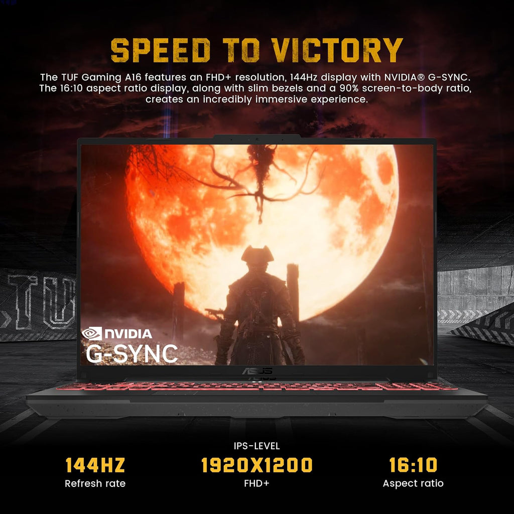 ASUS TUF A16 16' WUXGA 144Hz Gaming Laptop, AMD Ryzen 7 7445HS, NVIDIA GeForce RTX 4050, 16GB DDR5, 1TB SSD, Backlit Keyboard, Copilot, Wi-Fi 6, Win 11 Pro, Gray, 1TB Docking Station Set
