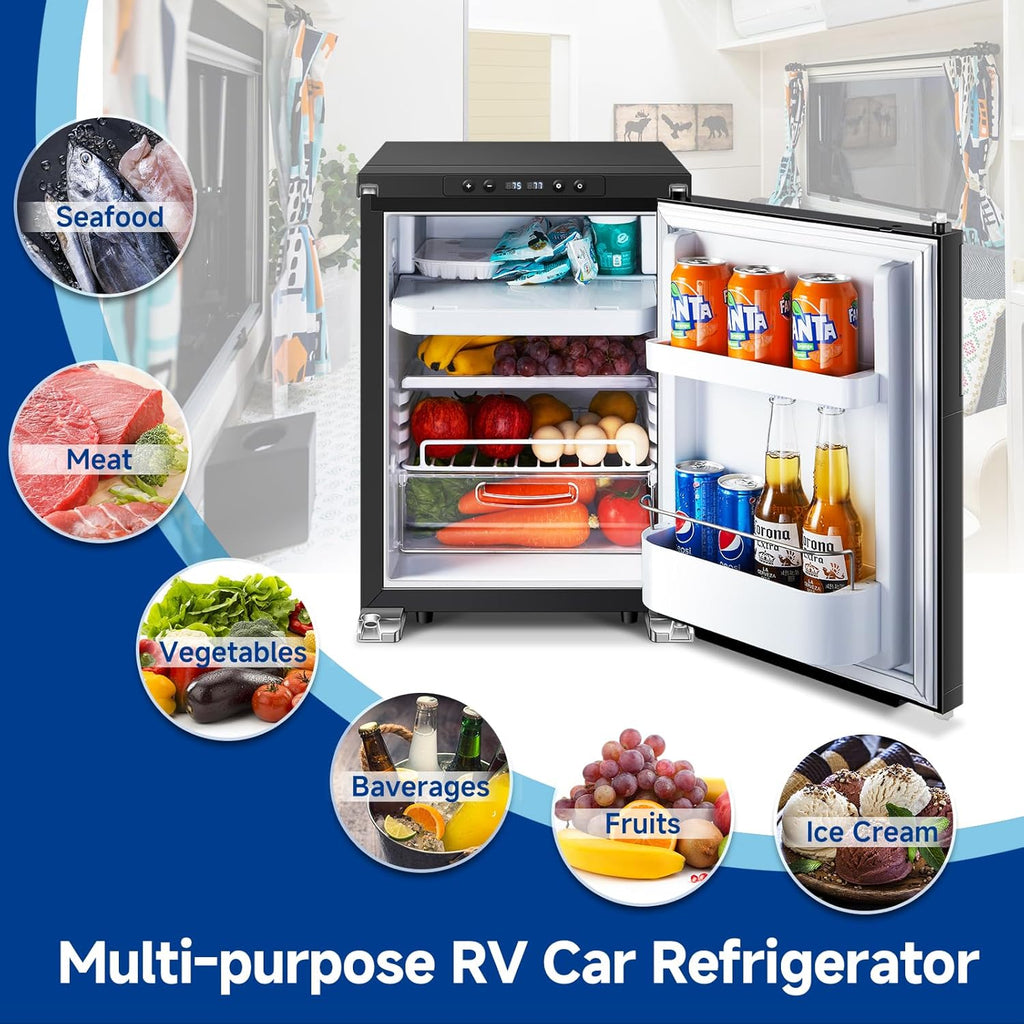 BODEGACOOLER Upgraded 12-Volt Refrigerator, 45L(1.6cu.ft) RV Fridge and Freezer with APP Control & Lock, Portable Electric Cooler -4℉ to 46℉, 12/24V DC for Truck, RV, Camping, Travel