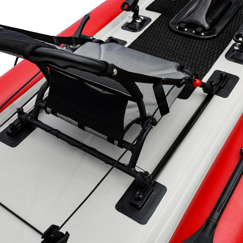 Nautiqua Aruba Deluxe Inflatable Paddleboard Pedal Kayak, Drop-Stitch Core, 1-Person, 440 lbs Capacity, 138x45x6 Inches (Red Grey)