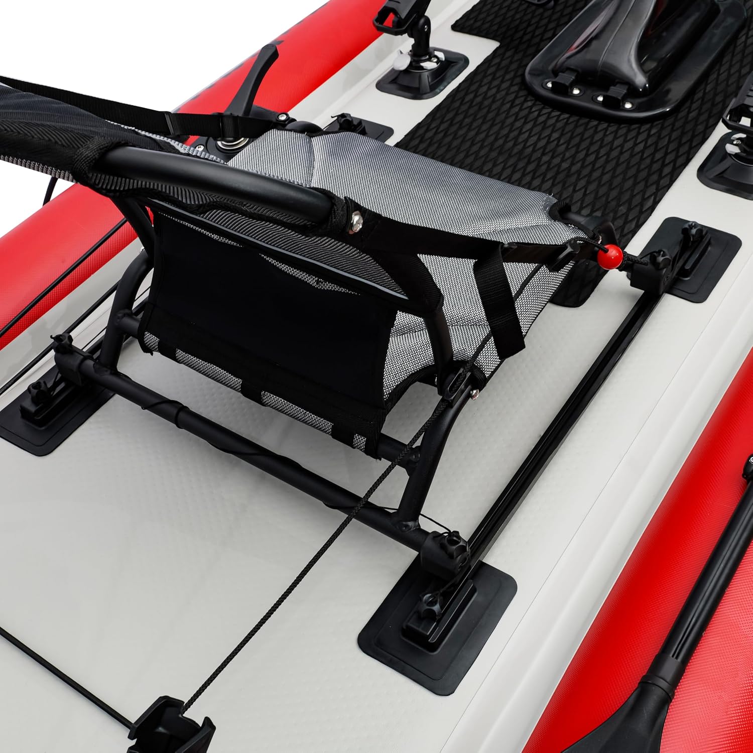 Nautiqua Aruba Deluxe Inflatable Paddleboard Pedal Kayak, Drop-Stitch Core, 1-Person, 440 lbs Capacity, 138x45x6 Inches (Red Grey)