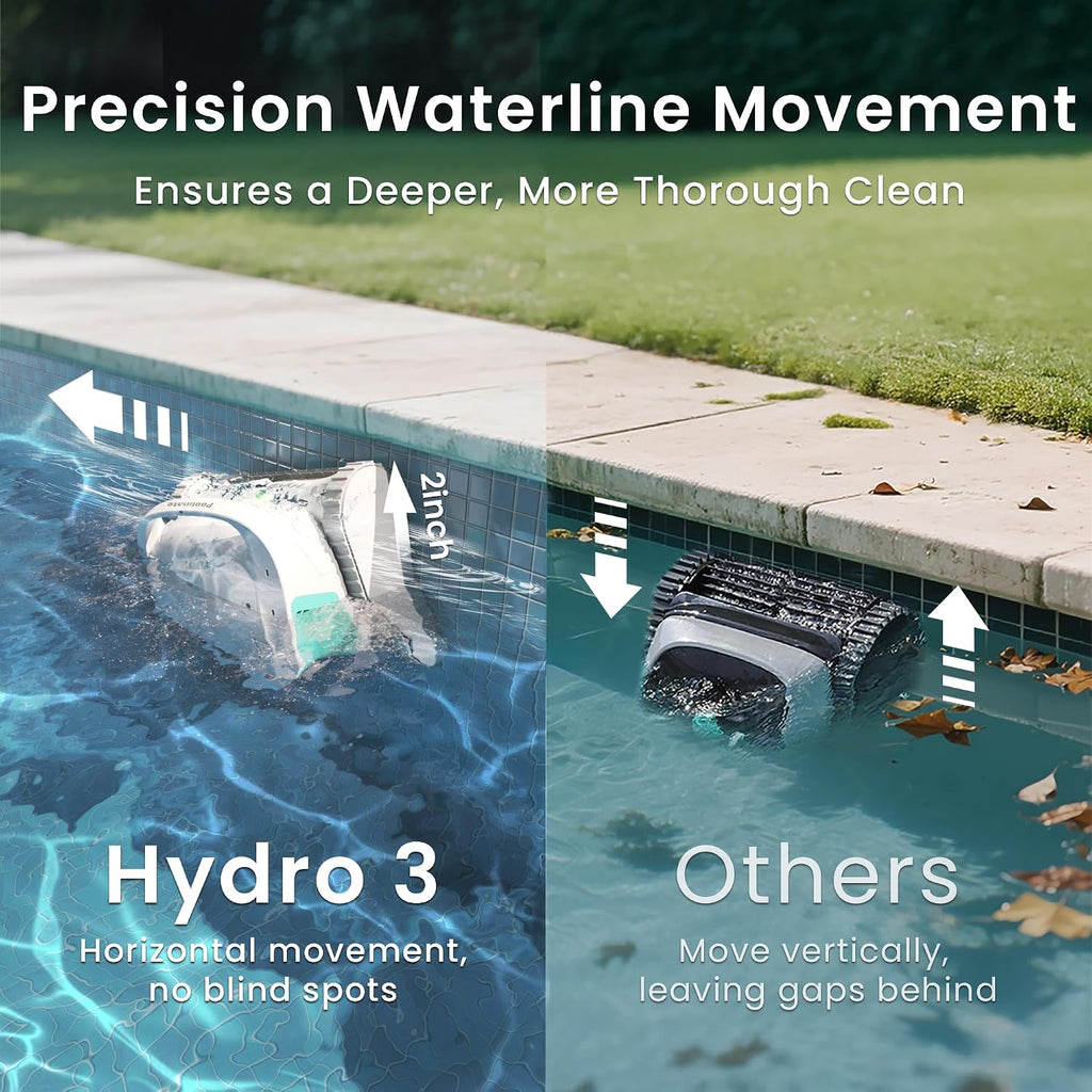 [2026 Version] Hydro3 Cordless Robotic Pool Cleaner, Automatic Pool Vacuum for Inground and Above Ground Pools, Lasts 200 Mins, Floor/Wall/Waterline Cleaning, Dual Inlet, Self-Parking [Green]