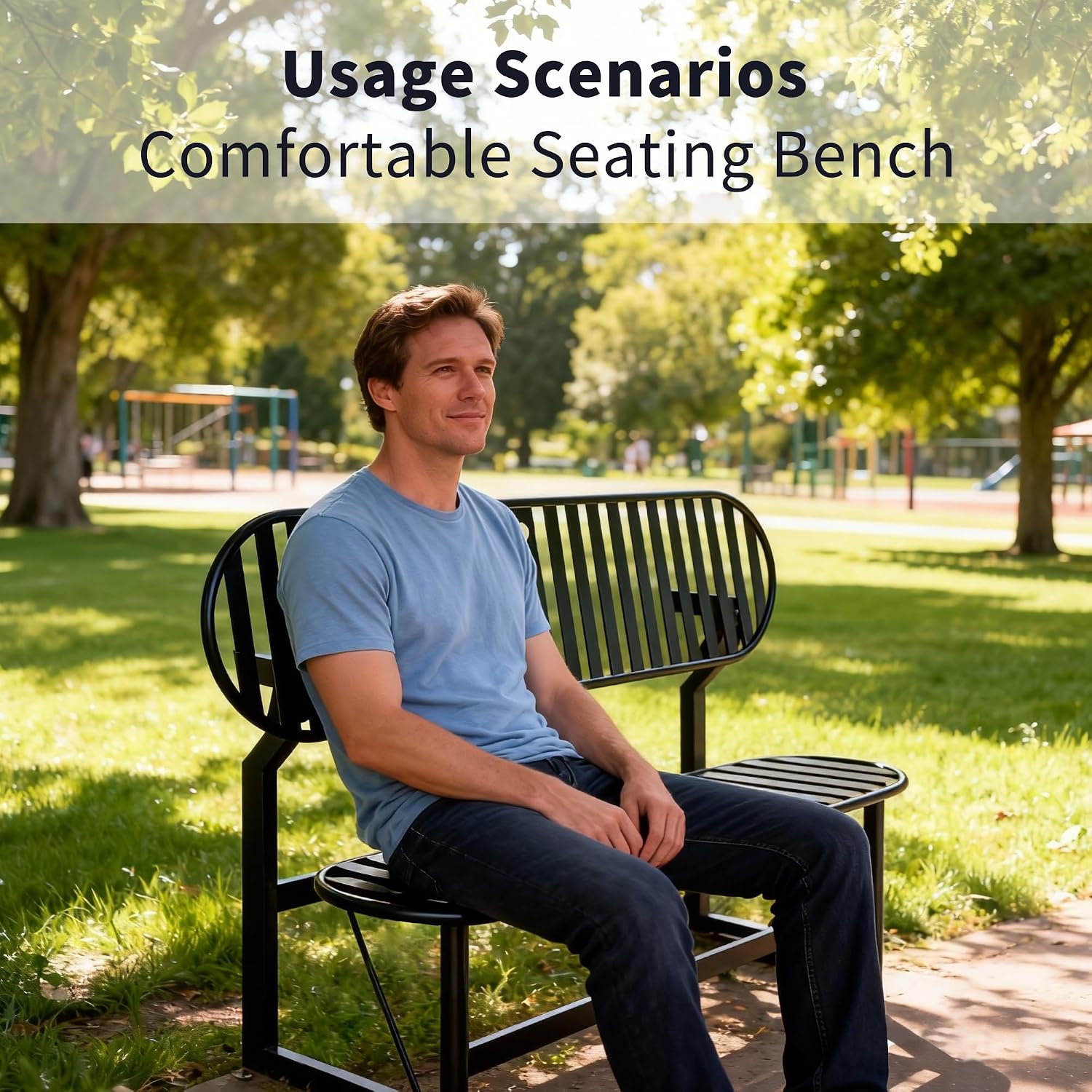 Convertible Bench, 2 in 1 Carbon Steel Picnic Table, Transforming Interchangeable Outdoor Table with Umbrella Hole, for Outside Patio Porch Backyard Park Garden 1 Pack Black Bench