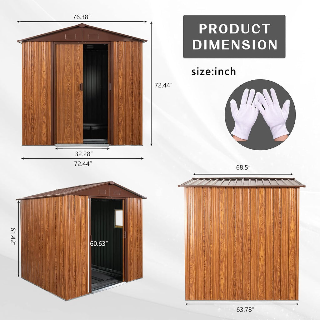 KEIKI 6x6 FT Outdoor Metal Storage Shed with Peaked Roof,Vents,Window and Metal Foundation for Garden Yard Lawn