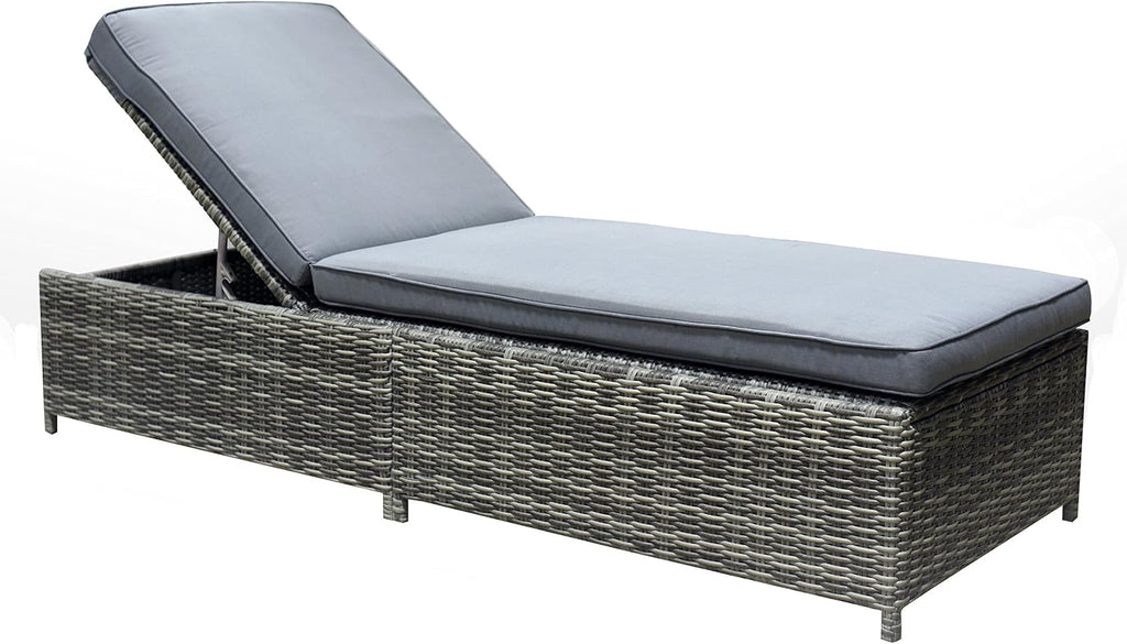 Elle Decor Vallauris Patio Outdoor Furniture Collection, Premium All Weather Wicker, Outdoor Chaise & Ottoman Set, Gray