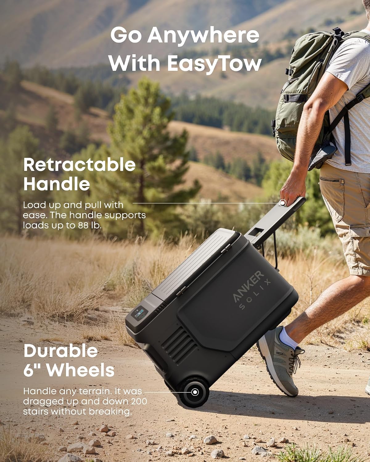 Anker SOLIX EverFrost 2 23L Cooler,61 qt Car Refrigerator, Electric Cooler with 288Wh Battery, Powered by AC/DC or Solar,for Outdoor Camping, Travel, and Fishing, Fits in Trucks