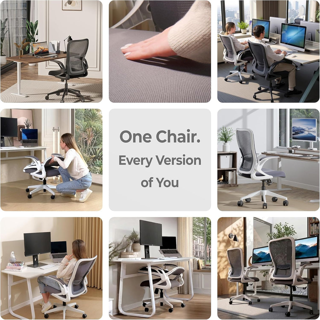 Tervo Model U Folding Office Chair Ergonomic Mesh Computer Chair for Small Room Adults Kids