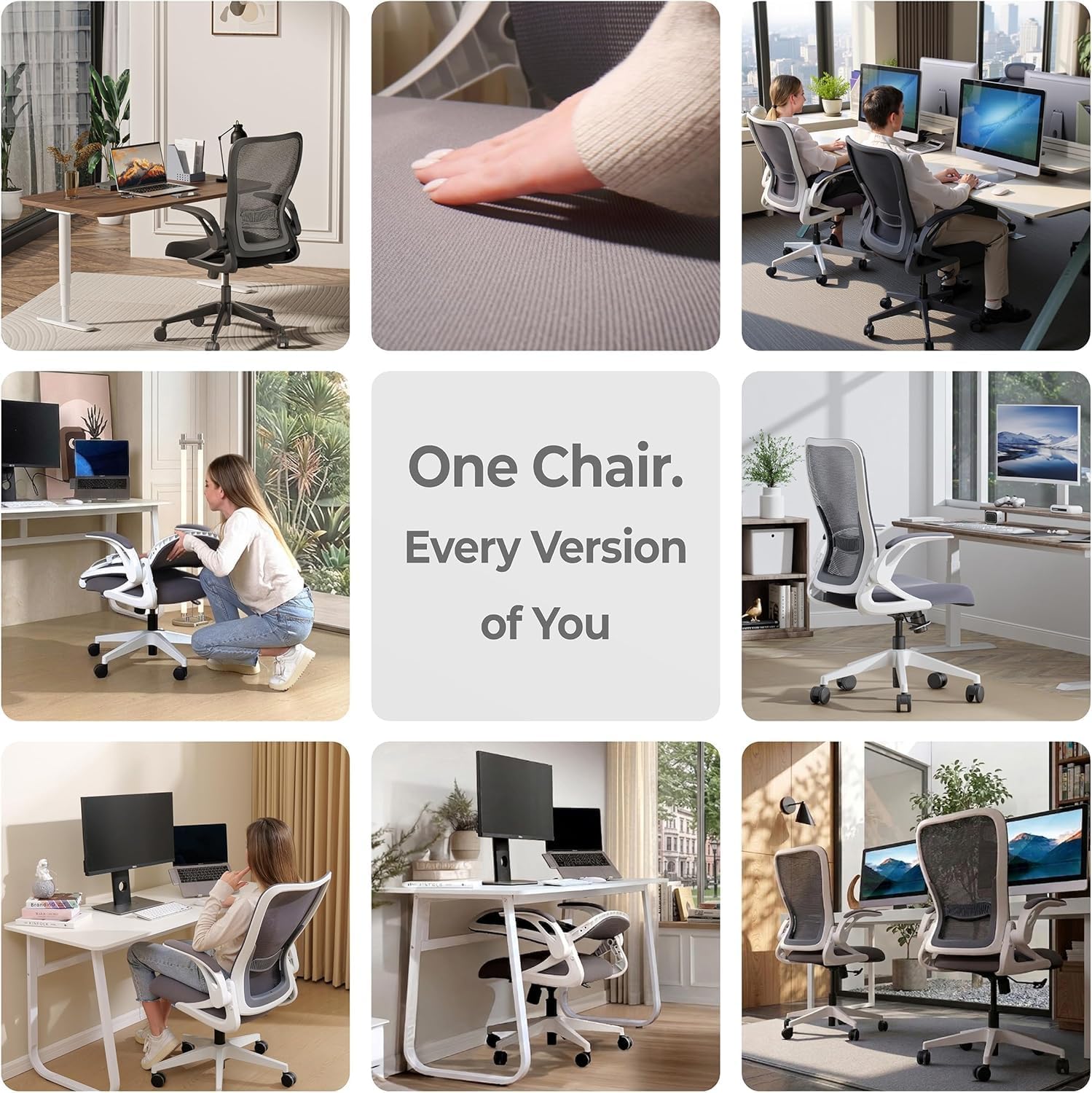 Tervo Model U Folding Office Chair Ergonomic Mesh Computer Chair for Small Room Adults Kids