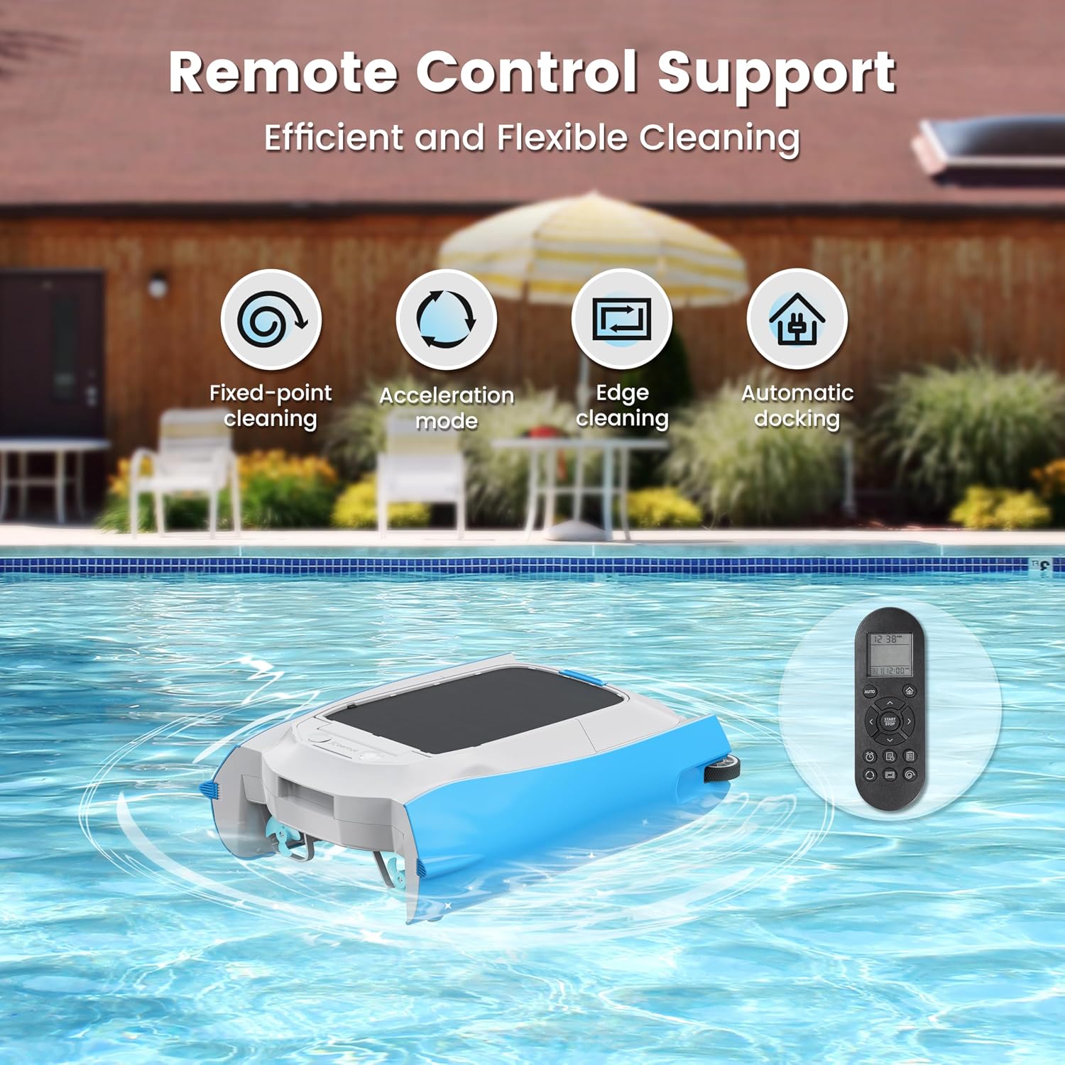 Keenhot Solar Powered Robotic Pool Surface Skimmer Cleaner, Automated Pool Skimmer with 24/7 Continuous Cleaning Dual Charging Modes Smart Obstacle Avoidance Ideal for Most Swimming Pool Types