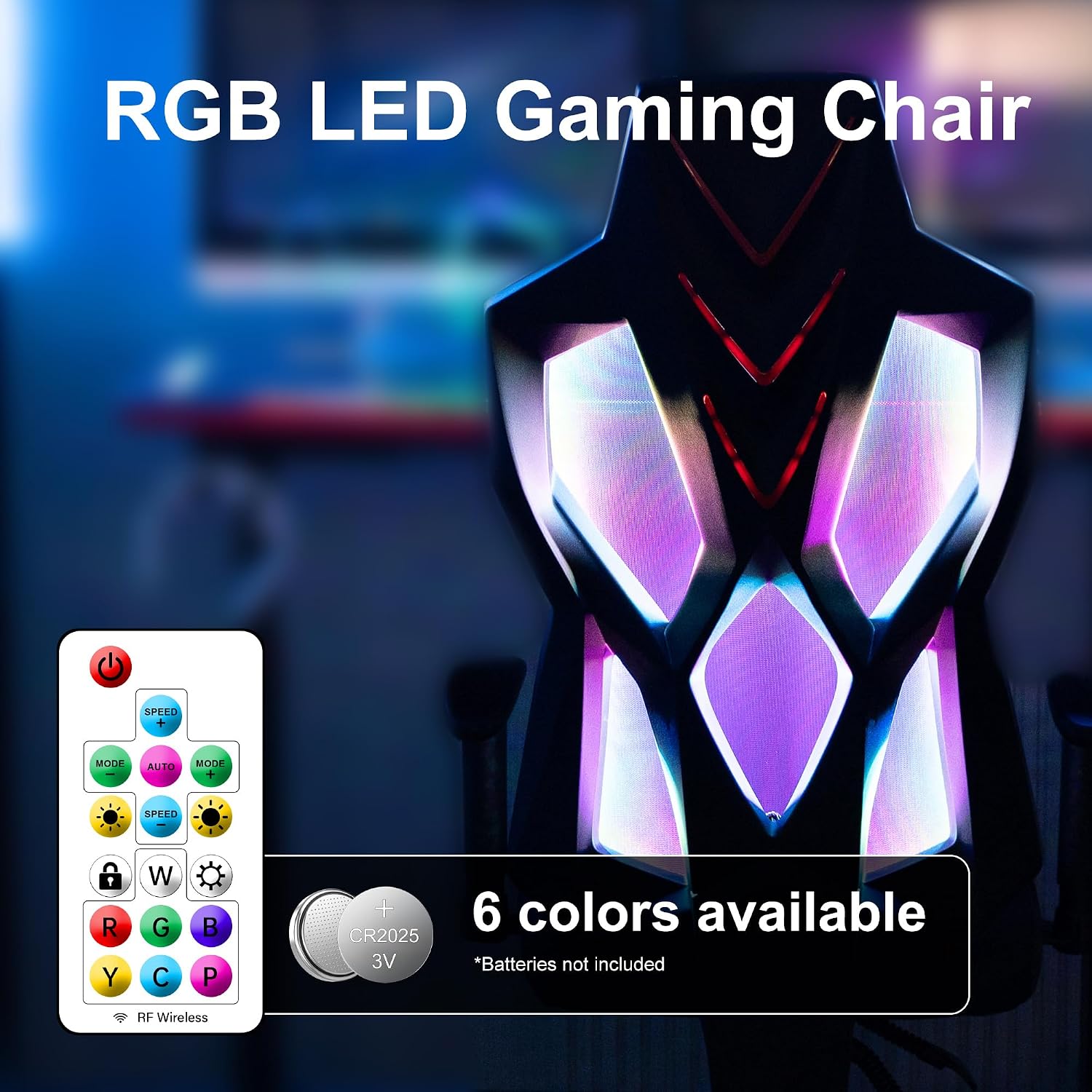 Frassie Gaming Chair with RGB LED Lights, Video Game Chair Ergonomic Computer Gamer Chair with Massage Lumbar Support (Red)