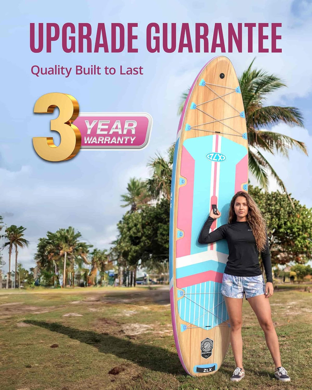 ZLX 11'6'x35' Ultra Wide Inflatable Stand Up Paddle Board | Stable Non-Slip Deck Pad, Unique Fin System, Premium SUP Accessories & Backpack - Upgraded Pump for Adults, All Skill Levels