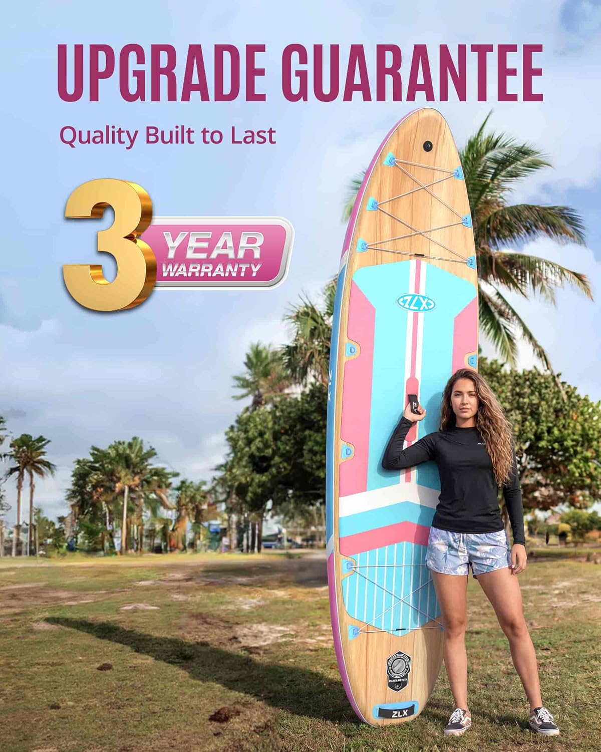 ZLX 11'6'x35' Ultra Wide Inflatable Stand Up Paddle Board | Stable Non-Slip Deck Pad, Unique Fin System, Premium SUP Accessories & Backpack - Upgraded Pump for Adults, All Skill Levels