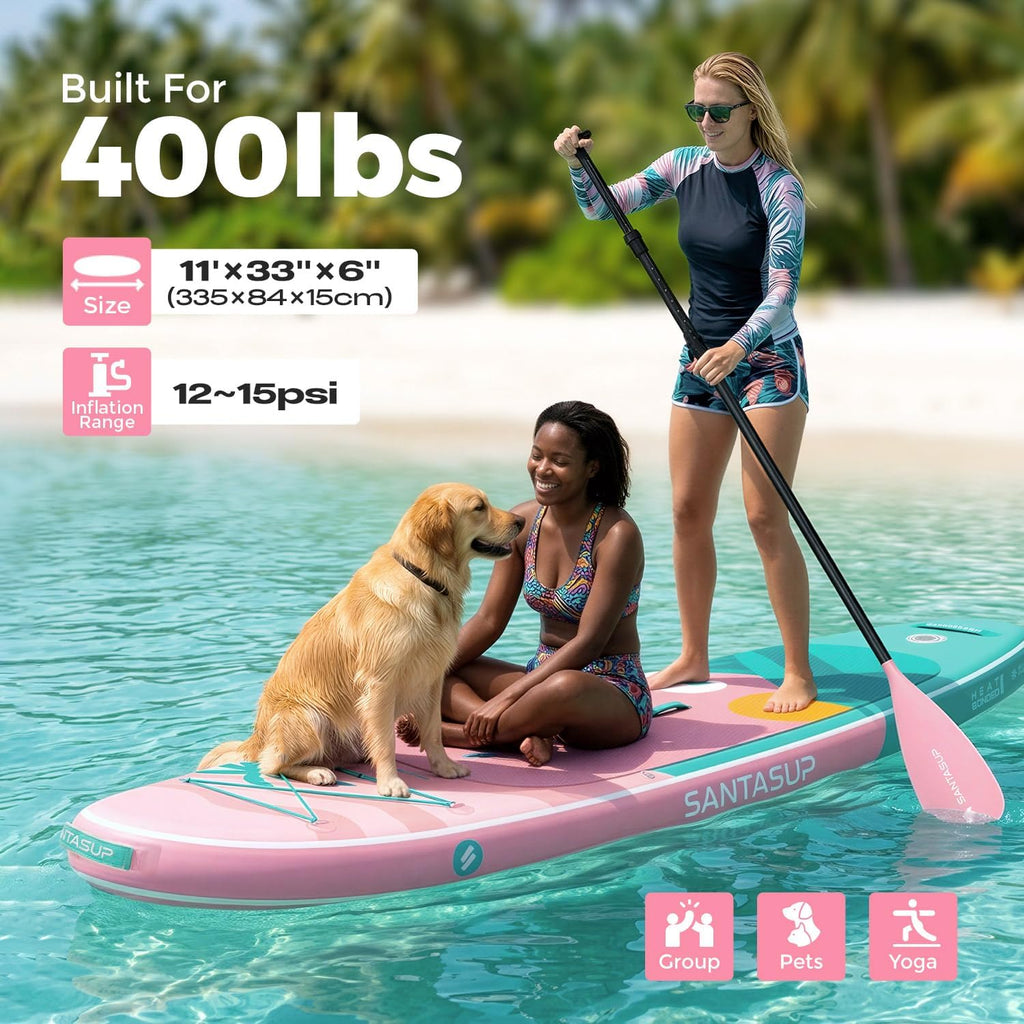 10'6'/11'Wide Inflatable Stand Up Paddle Board for Adults & Youth of All Skill Levels, with Premium SUP Paddleboard Accessories, Anti-Slip EVA Deck