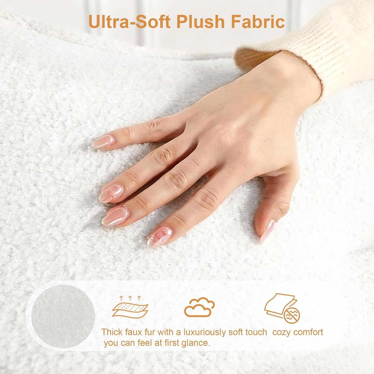 White Bean Bag Chair for Adults & Kids, Ergonomic Big Bean Bag Sofa with Full Body Support, Faux Fur Beanbag Chair, Stuffed Floor Sofa for Living Room, Bedroom, Apartment, White (2 Seat)